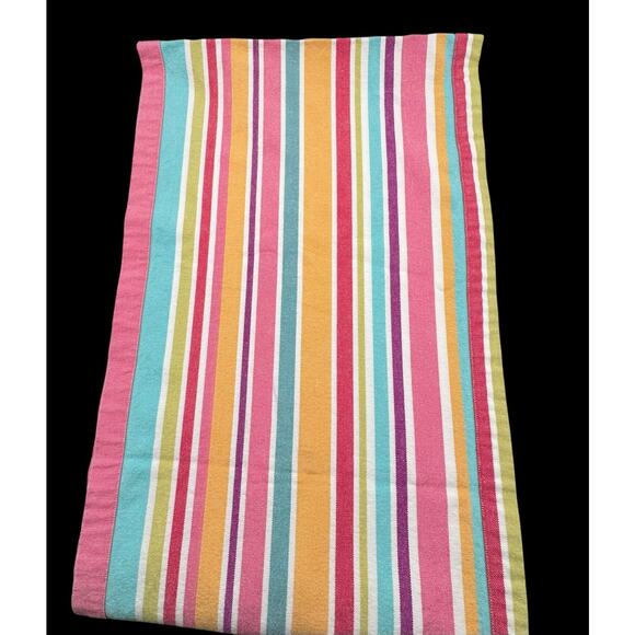 Pier 1 Table Runner Lot 2 Multicolored Striped Tassels Fringed 72" Bright Pink - Picture 5 of 14